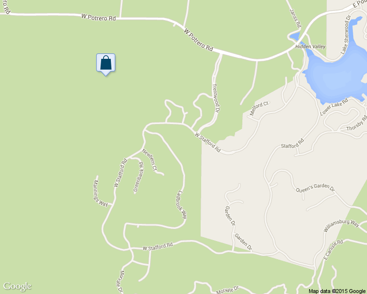 map of restaurants, bars, coffee shops, grocery stores, and more near 390 West Stafford Road in Thousand Oaks
