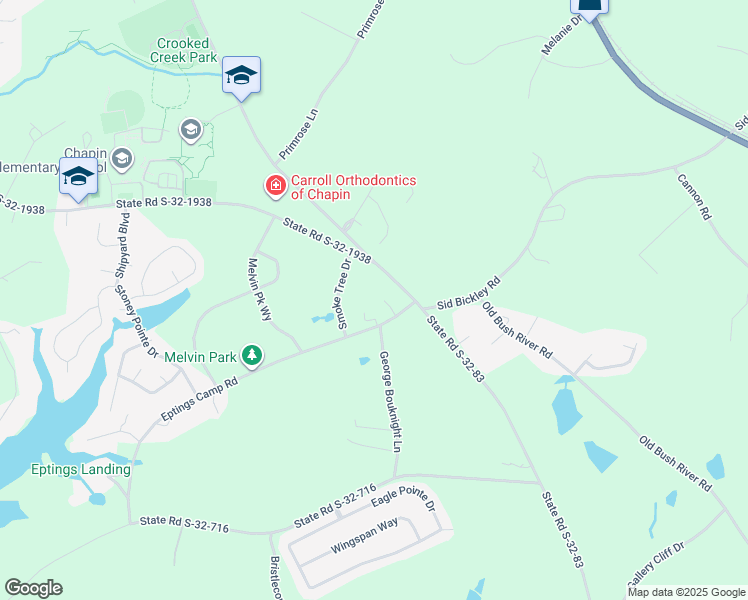 map of restaurants, bars, coffee shops, grocery stores, and more near 1342 Old Lexington Highway in Chapin