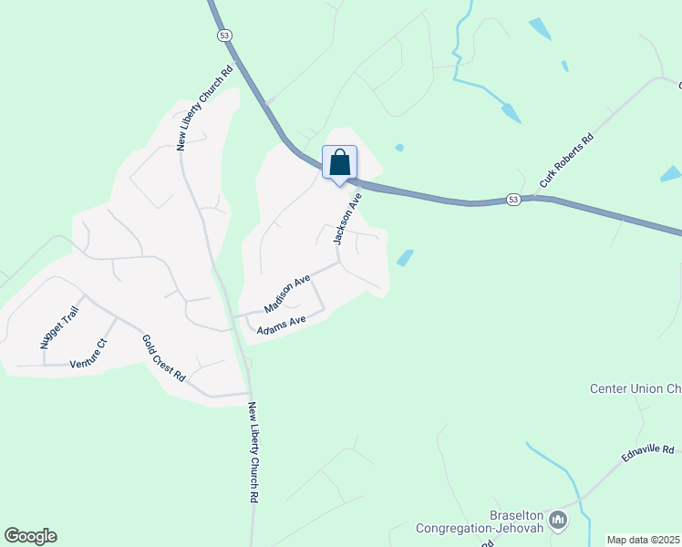 map of restaurants, bars, coffee shops, grocery stores, and more near 220 Jackson Avenue in Braselton