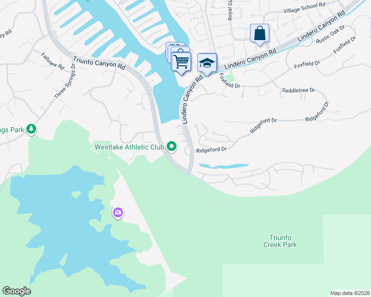 map of restaurants, bars, coffee shops, grocery stores, and more near 32212 Breezeport Drive in Westlake Village