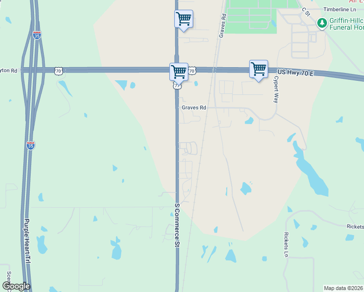 map of restaurants, bars, coffee shops, grocery stores, and more near 3336 South Commerce Street in Ardmore