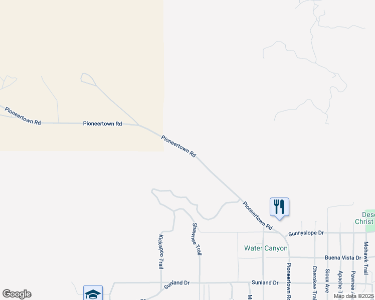 map of restaurants, bars, coffee shops, grocery stores, and more near 6595 Pioneertown Road in Yucca Valley
