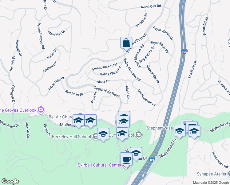map of restaurants, bars, coffee shops, grocery stores, and more near 15946 Tobin Way in Los Angeles