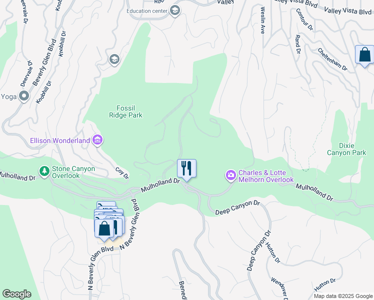 map of restaurants, bars, coffee shops, grocery stores, and more near 3312 Clerendon Road in Beverly Hills
