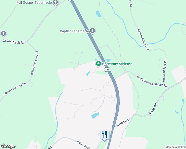 map of restaurants, bars, coffee shops, grocery stores, and more near 3514 U.S. 441 in Commerce