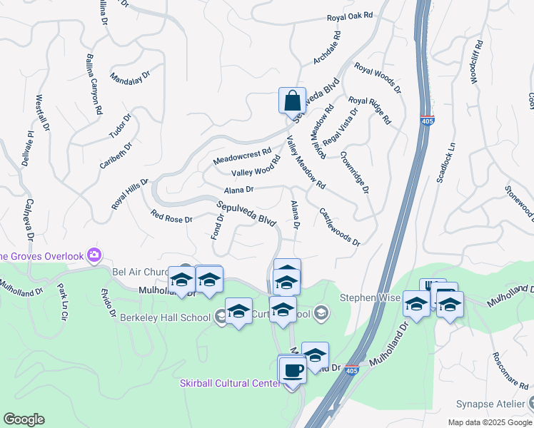 map of restaurants, bars, coffee shops, grocery stores, and more near 15946 Tobin Way in Los Angeles