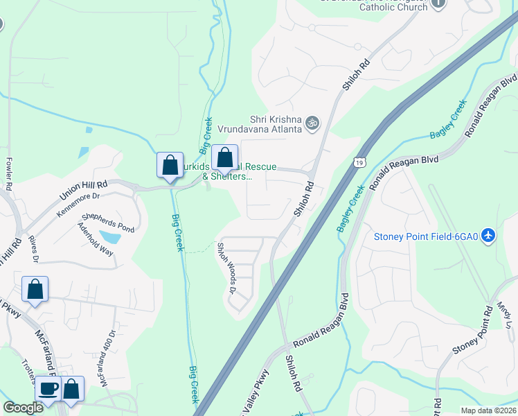 map of restaurants, bars, coffee shops, grocery stores, and more near 5330 Corinth Court in Cumming