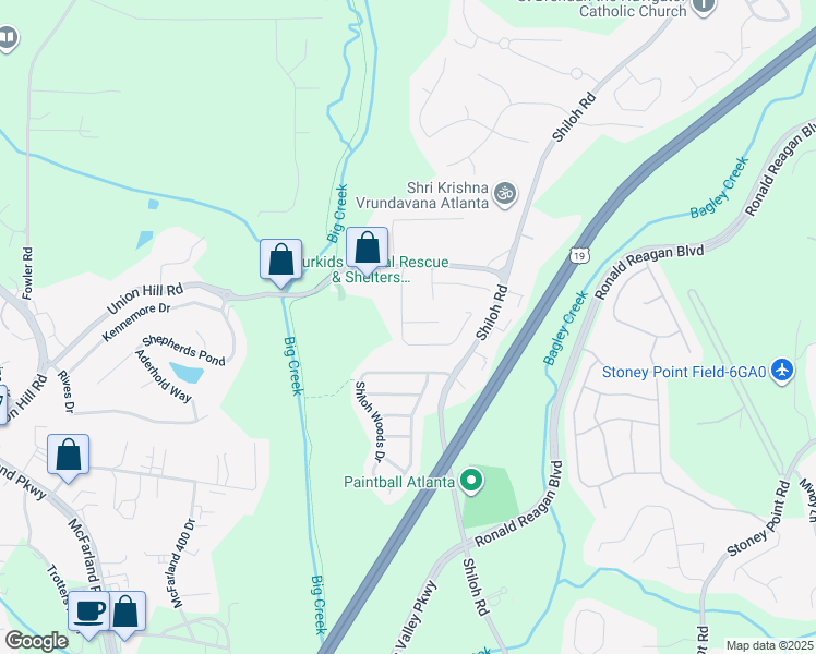 map of restaurants, bars, coffee shops, grocery stores, and more near 5310 Corinth Court in Cumming