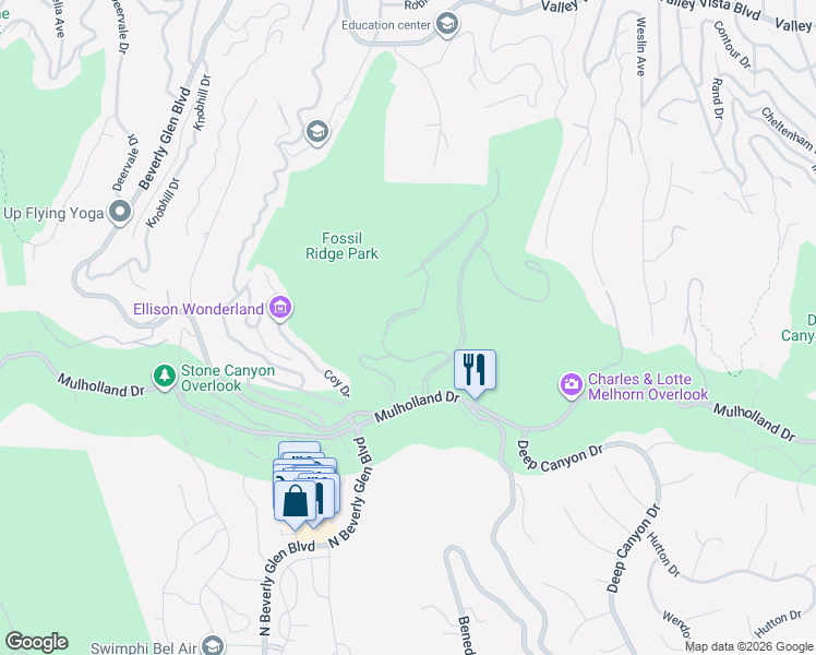 map of restaurants, bars, coffee shops, grocery stores, and more near 14151 Beresford Road in Beverly Hills