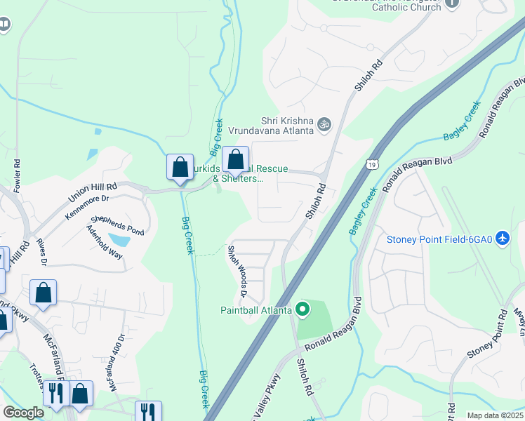 map of restaurants, bars, coffee shops, grocery stores, and more near 5310 Corinth Court in Cumming