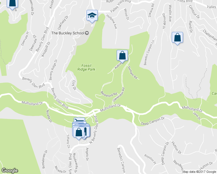 map of restaurants, bars, coffee shops, grocery stores, and more near 14151 Beresford Road in Beverly Hills