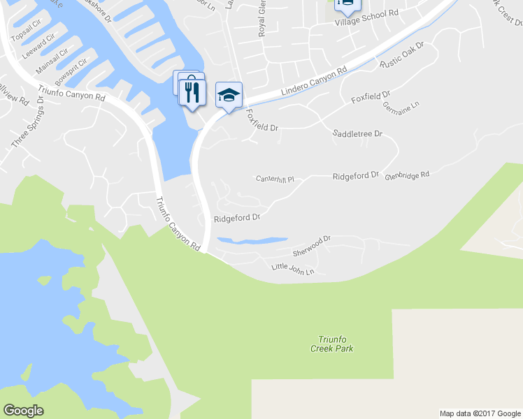 map of restaurants, bars, coffee shops, grocery stores, and more near 32108 Canyon Ridge Drive in Westlake Village