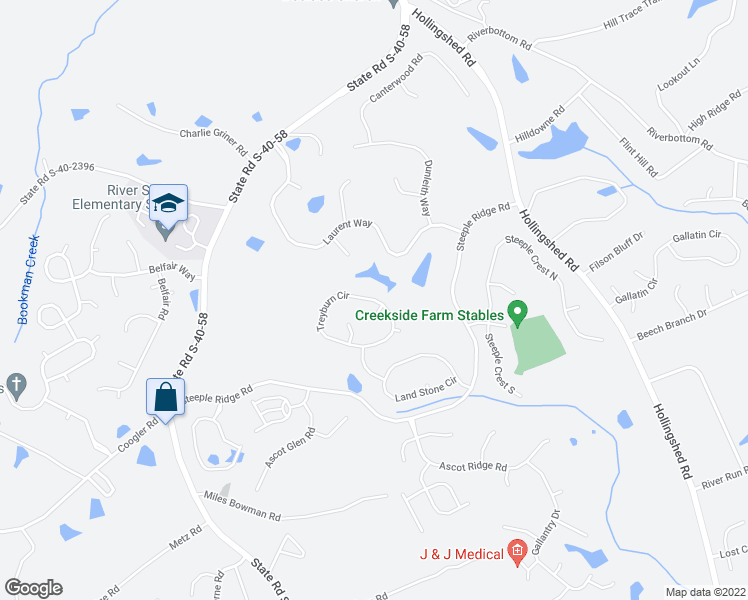 map of restaurants, bars, coffee shops, grocery stores, and more near Treyburn Circle in Irmo