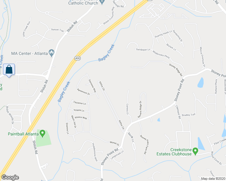 map of restaurants, bars, coffee shops, grocery stores, and more near 2320 Kitfox Circle in Cumming