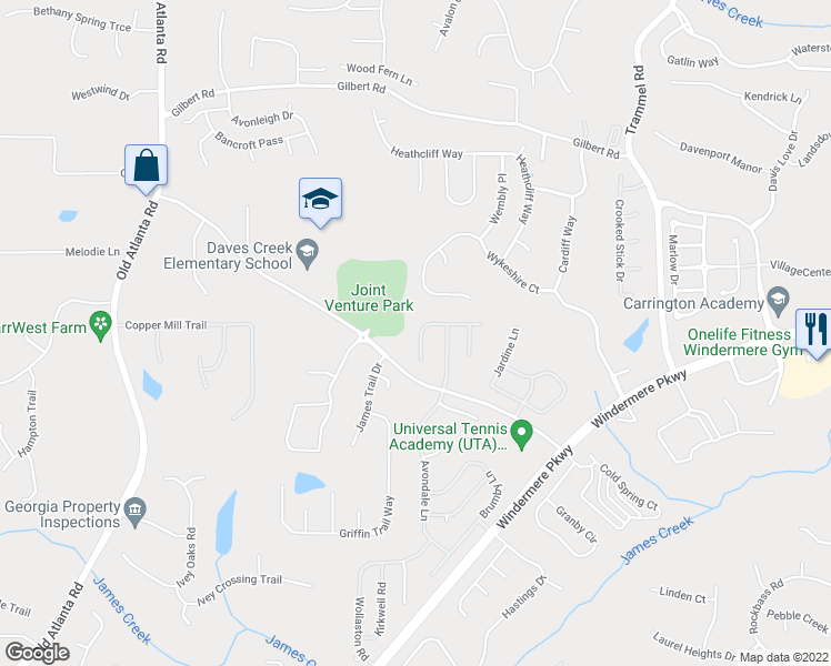 map of restaurants, bars, coffee shops, grocery stores, and more near 3695 Silver Springs Road in Cumming