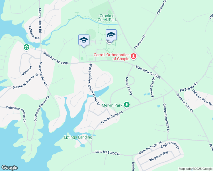 map of restaurants, bars, coffee shops, grocery stores, and more near 162 Walkbridge Way in Chapin