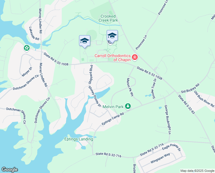 map of restaurants, bars, coffee shops, grocery stores, and more near 162 Walkbridge Way in Chapin