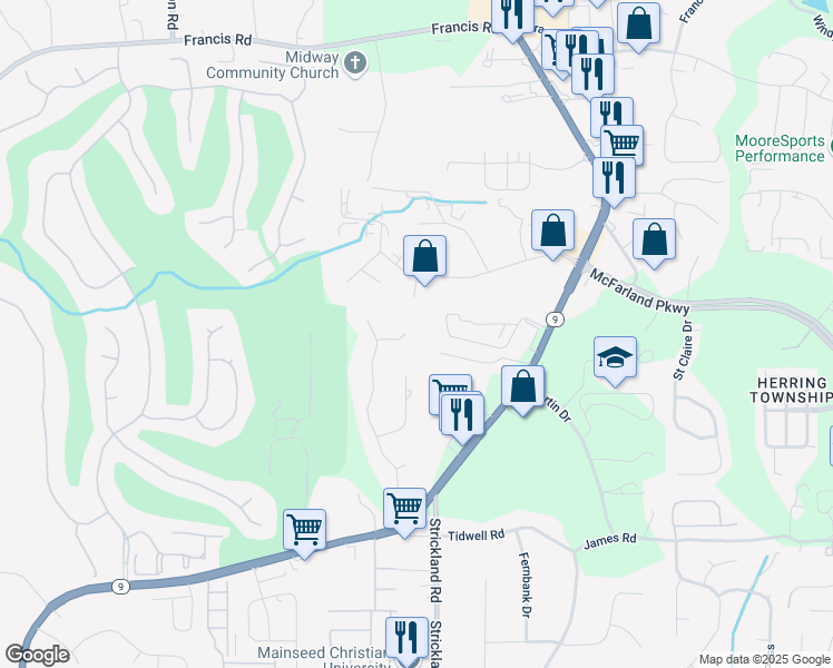 map of restaurants, bars, coffee shops, grocery stores, and more near 6840 Tulip Creek Circle in Alpharetta