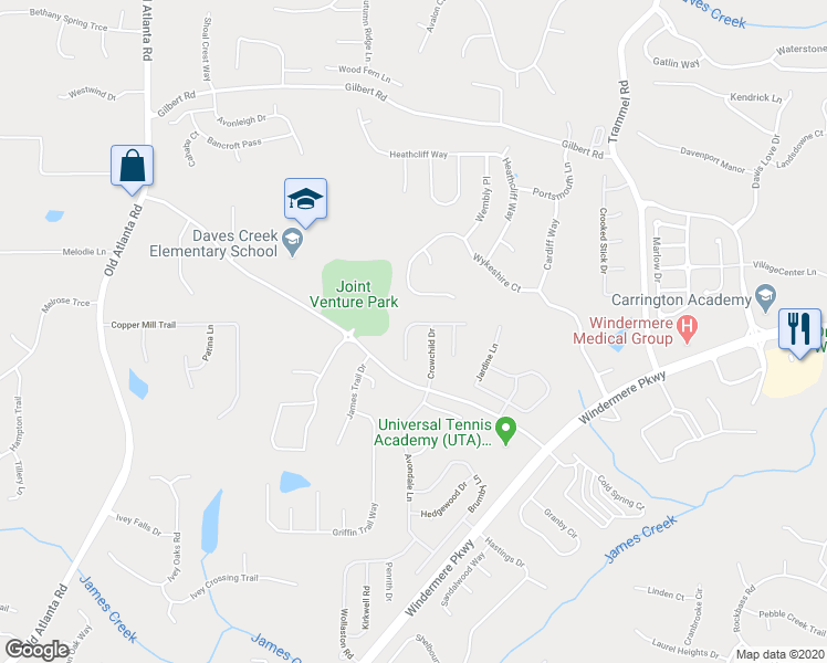 map of restaurants, bars, coffee shops, grocery stores, and more near 3710 Silver Springs Road in Cumming