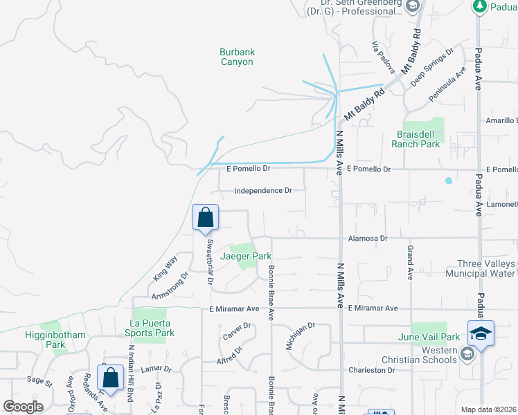 map of restaurants, bars, coffee shops, grocery stores, and more near 2785 Westfield Place in Claremont