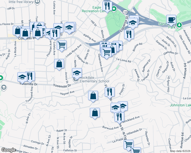 map of restaurants, bars, coffee shops, grocery stores, and more near 4829 Ruth Ave in Los Angeles