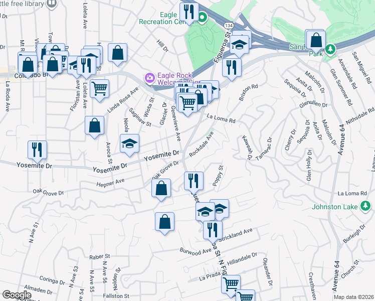 map of restaurants, bars, coffee shops, grocery stores, and more near 1036 North Figueroa Street in Los Angeles