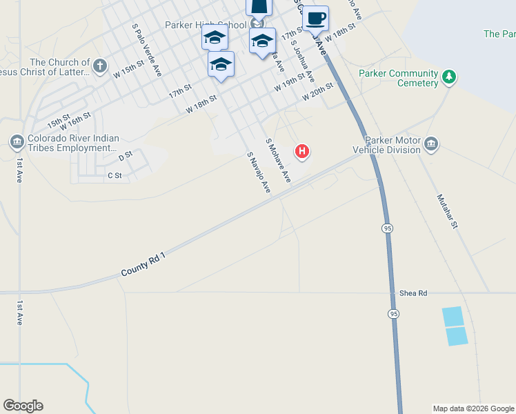 map of restaurants, bars, coffee shops, grocery stores, and more near in Parker