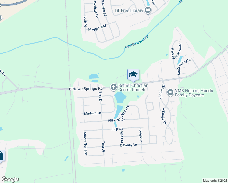 map of restaurants, bars, coffee shops, grocery stores, and more near 6 Tara Drive in Florence