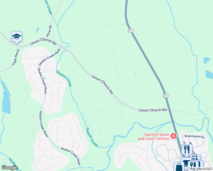 map of restaurants, bars, coffee shops, grocery stores, and more near Union Church Road in Braselton