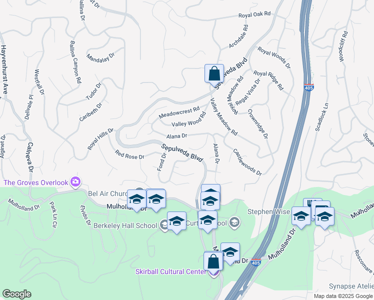 map of restaurants, bars, coffee shops, grocery stores, and more near 15974 Tobin Way in Los Angeles