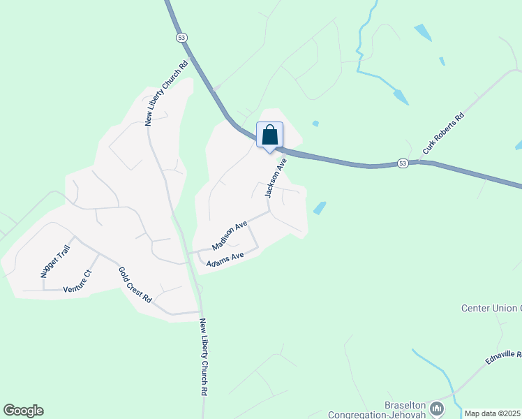 map of restaurants, bars, coffee shops, grocery stores, and more near 916 Madison Avenue in Braselton