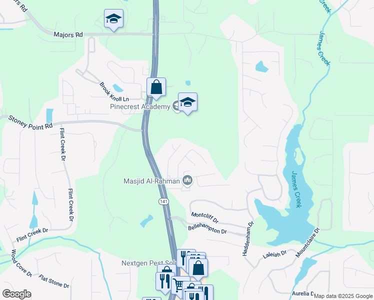 map of restaurants, bars, coffee shops, grocery stores, and more near 1635 Vinery Avenue in Cumming