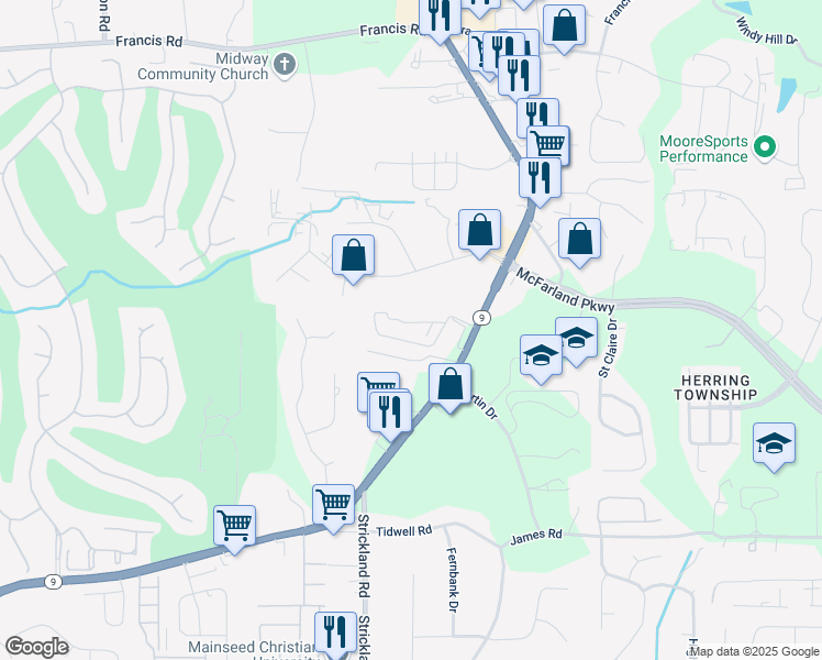 map of restaurants, bars, coffee shops, grocery stores, and more near 6110 McFarland Station Drive in Alpharetta