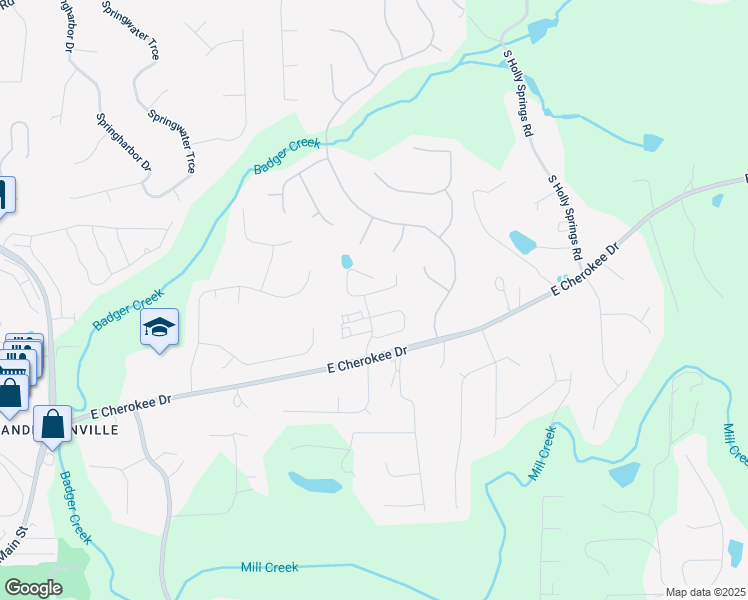 map of restaurants, bars, coffee shops, grocery stores, and more near 231 Highland Village Lane in Woodstock