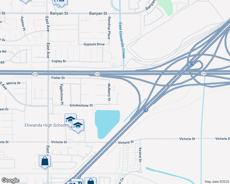 map of restaurants, bars, coffee shops, grocery stores, and more near 6602 Torrey Pine Court in Rancho Cucamonga