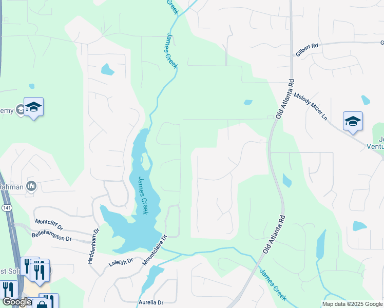 map of restaurants, bars, coffee shops, grocery stores, and more near 2340 Bexford View in Cumming