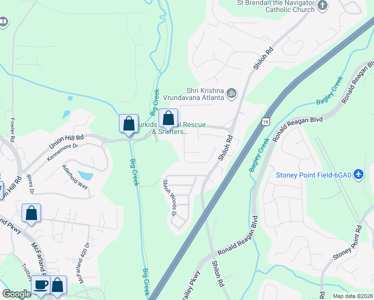 map of restaurants, bars, coffee shops, grocery stores, and more near 5305 Corinth Court in Cumming