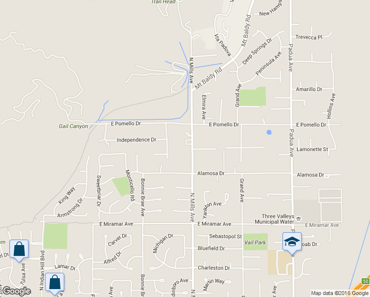 map of restaurants, bars, coffee shops, grocery stores, and more near 3563 North Mills Avenue in Claremont