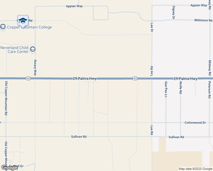 map of restaurants, bars, coffee shops, grocery stores, and more near California 62 in Joshua Tree