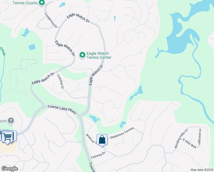 map of restaurants, bars, coffee shops, grocery stores, and more near 815 Bermuda Run in Woodstock