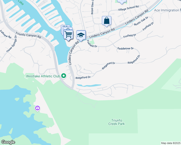 map of restaurants, bars, coffee shops, grocery stores, and more near 32108 Canyon Crest Court in Westlake Village