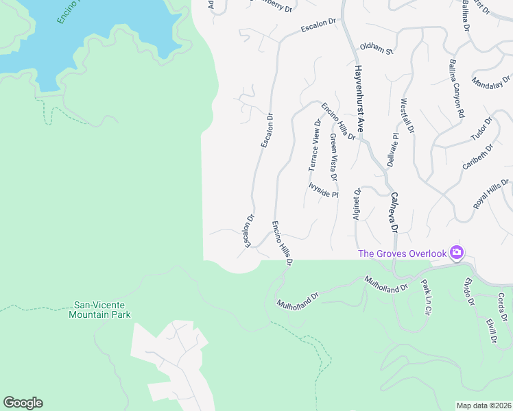 map of restaurants, bars, coffee shops, grocery stores, and more near 17152 Escalon Drive in Los Angeles