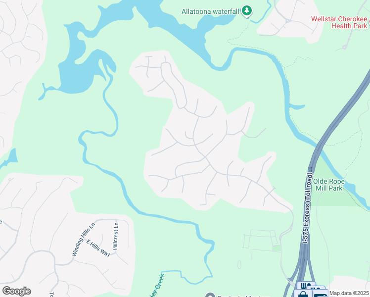 map of restaurants, bars, coffee shops, grocery stores, and more near 603 Keeneland Terrace in Woodstock