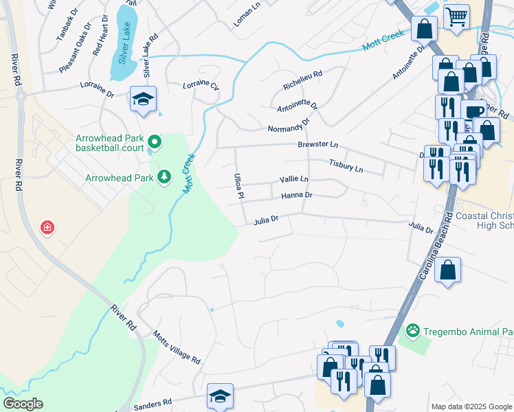 map of restaurants, bars, coffee shops, grocery stores, and more near 314 Hanna Drive in Wilmington