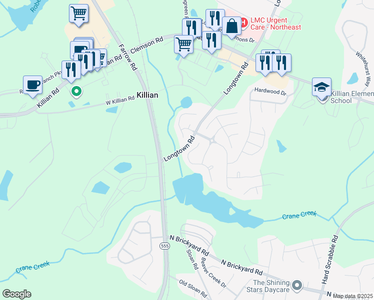 map of restaurants, bars, coffee shops, grocery stores, and more near 577 Heron Glen Drive in Columbia