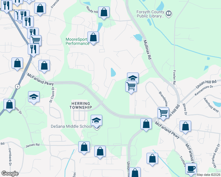 map of restaurants, bars, coffee shops, grocery stores, and more near 389 Weatherstone Place in Alpharetta
