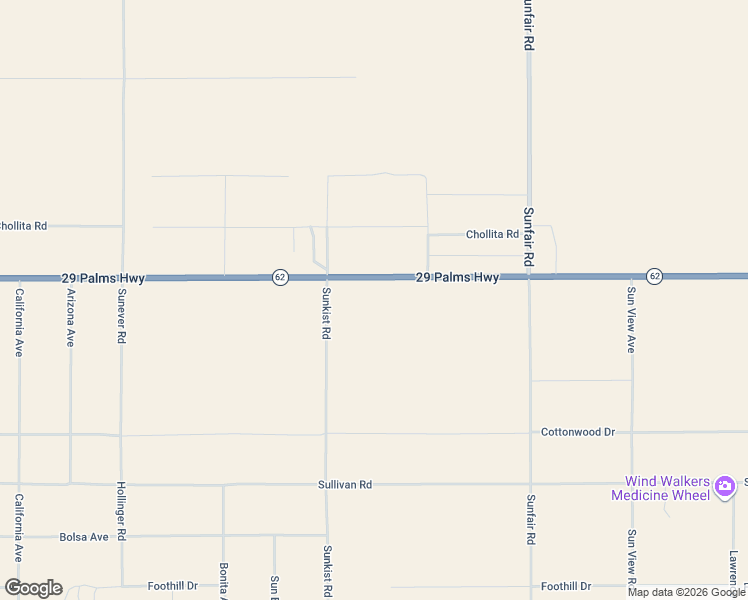 map of restaurants, bars, coffee shops, grocery stores, and more near 64585 Twentynine Palms Highway in Joshua Tree