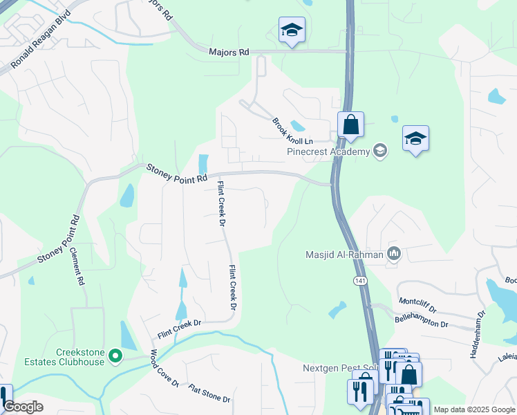 map of restaurants, bars, coffee shops, grocery stores, and more near 2595 Hermitage Drive in Cumming