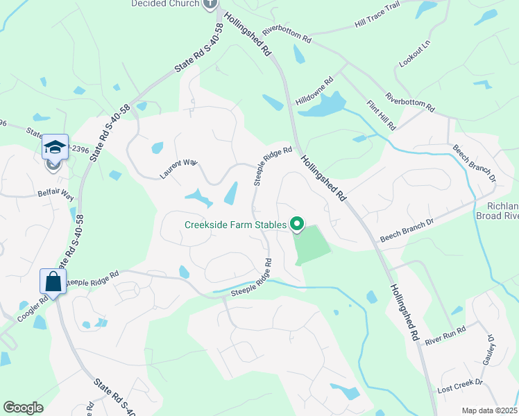 map of restaurants, bars, coffee shops, grocery stores, and more near 1021 Steeple Ridge Road in Irmo