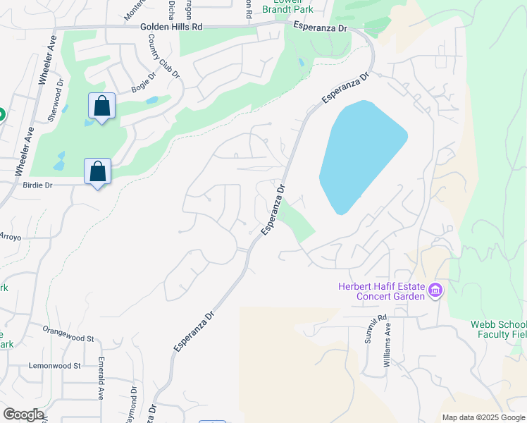 map of restaurants, bars, coffee shops, grocery stores, and more near 5767 Prairie Falcon Drive in La Verne